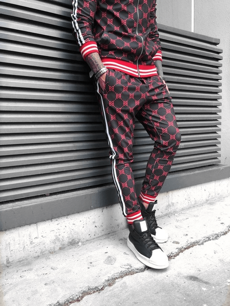 Sports Striped Sweatpants Men's Youth Casual Plaid Pants