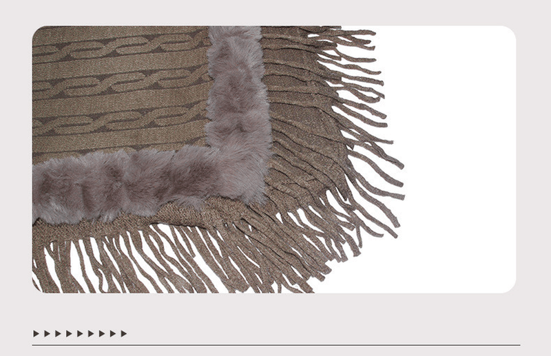pure color knitted cape shawl, view 3 - MRSLM