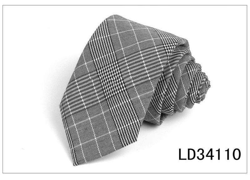 plaid polyester silk necktie, view 3 - MRSLM