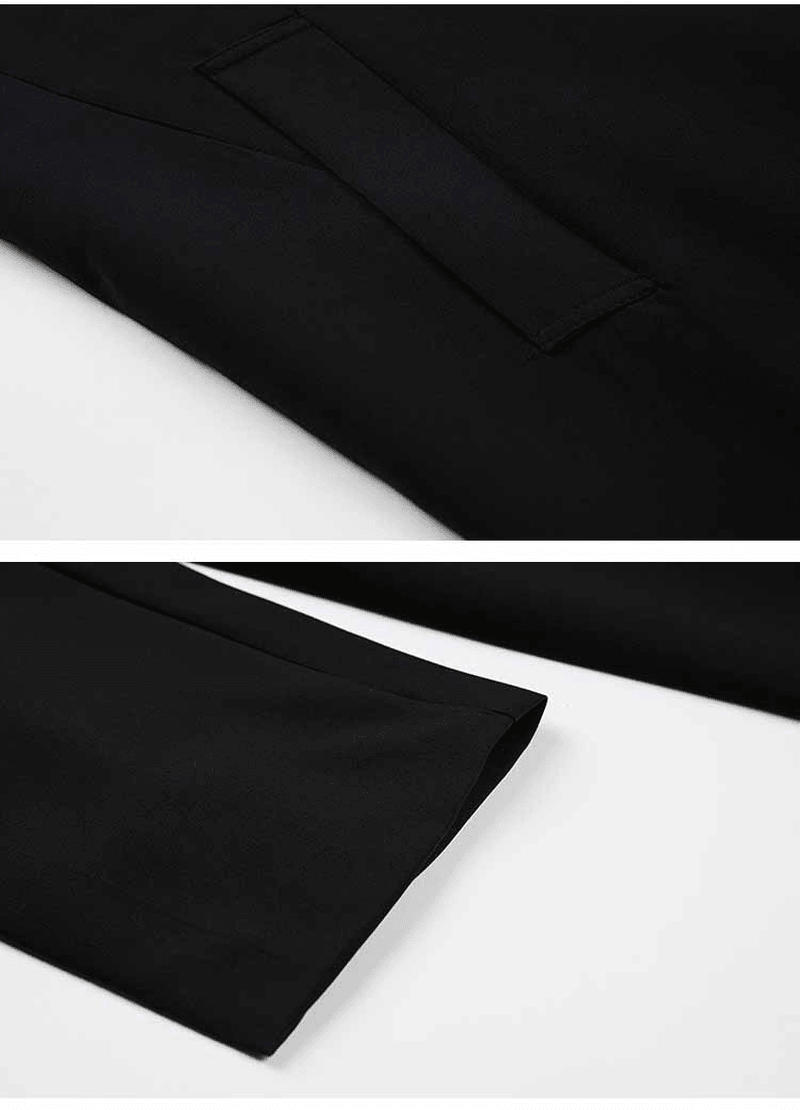 Men's black mid-length loose casual jacket, view 8 - MRSLM