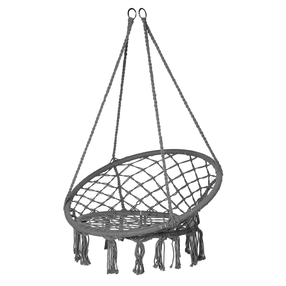 Cotton Metal Swing Seat Hanging Chair Hammock Max Load 240Kg for Outdoor Garden Camping - MRSLM