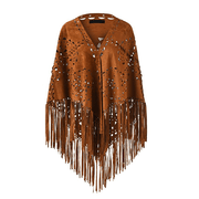 fringed geometric shawl cape - MRSLM