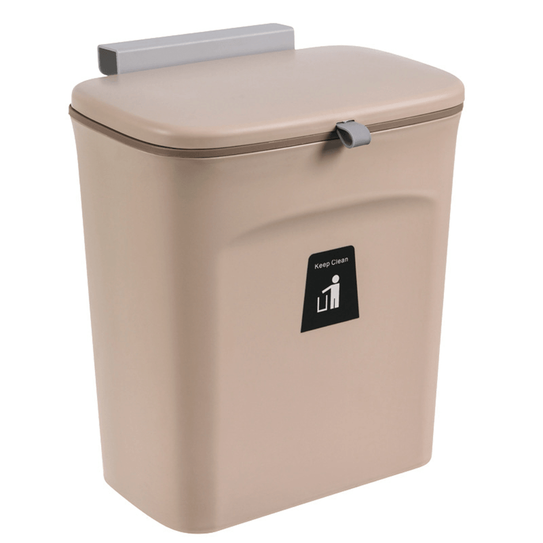 9L Cabinet Door Hanging Trash Can Slide Cover Garbage Bin Waste Storage for Kitchen Bedroom - MRSLM