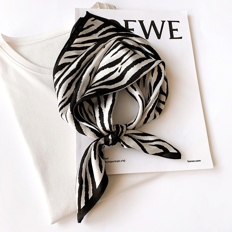 women's striped silk small square scarf - MRSLM