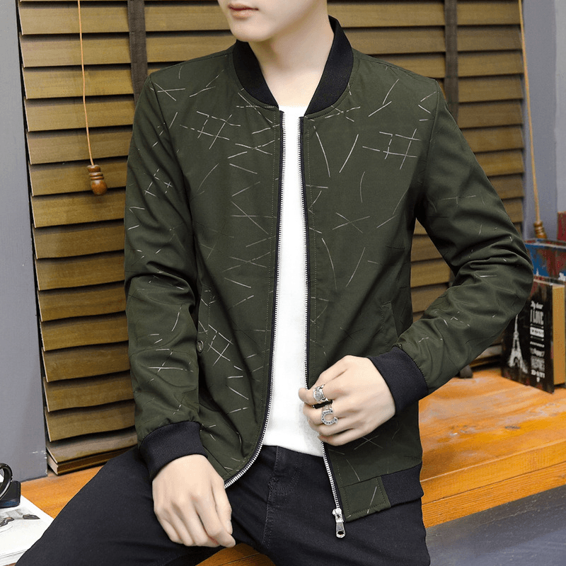men's striped baseball collar jacket, view 2 - MRSLM