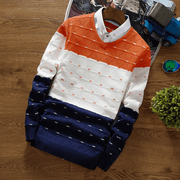 Men'S Knitted Sweater Fake Two-Piece Shirt Collar Sweater Men - MRSLM
