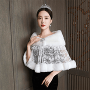 White lace bridal shawl, view 4 - MRSLM