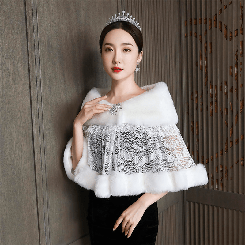 White lace bridal shawl, view 4 - MRSLM