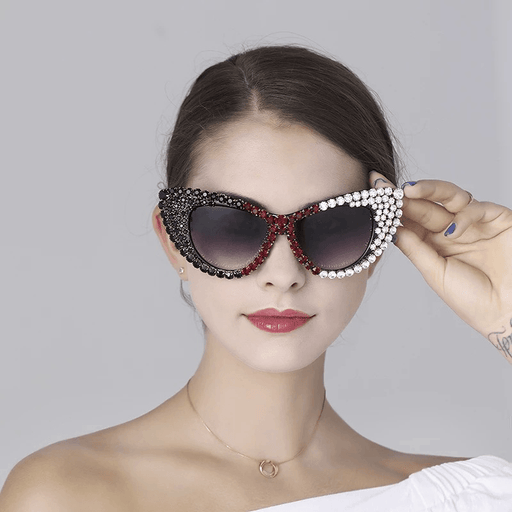 women's purple cat-eye rhinestone sunglasses - MRSLM