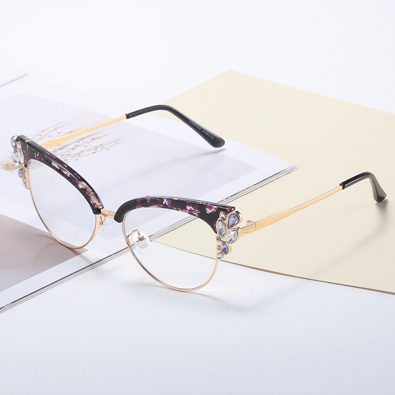 Diamond studded cat eye party glasses, view 3 - MRSLM