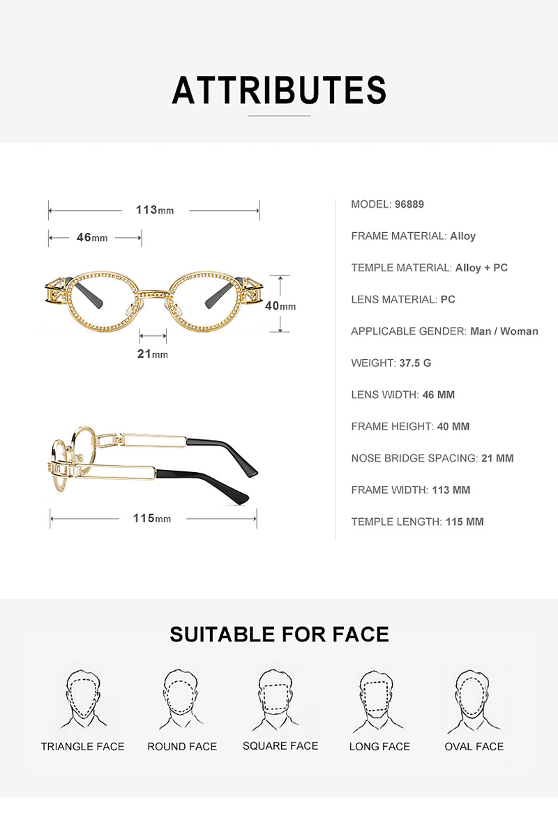 diamond-studded steampunk sunglasses, view 9 - MRSLM