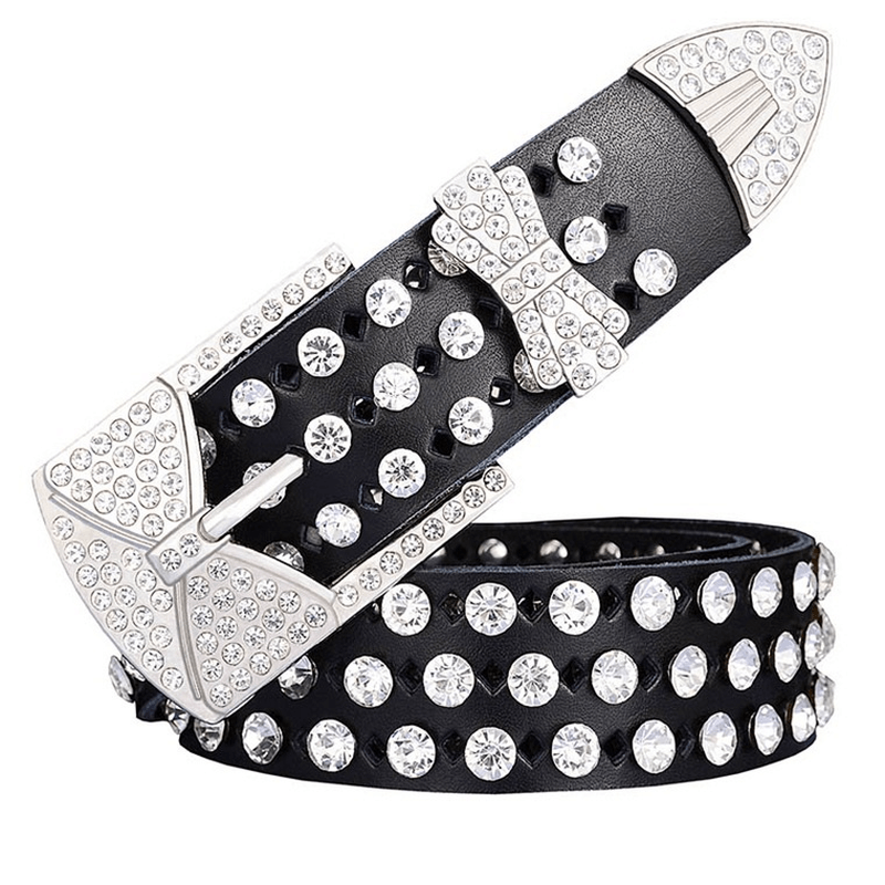 Women's cowhide rhinestone butterfly belt, view 4 - MRSLM