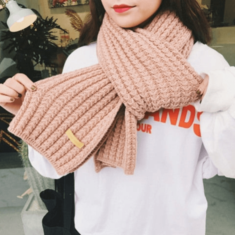 Women's thick knit striped winter scarf, view 7 - MRSLM
