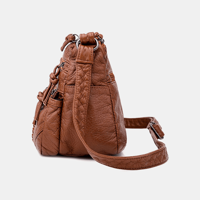 Women Multi-Pocket Middle-Aged Vintage Crossbody Bag Shoulder Bag - MRSLM