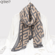 cotton linen plaid scarf shawl, view 3 - MRSLM