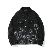 butterfly print denim jacket for men, view 2 - MRSLM