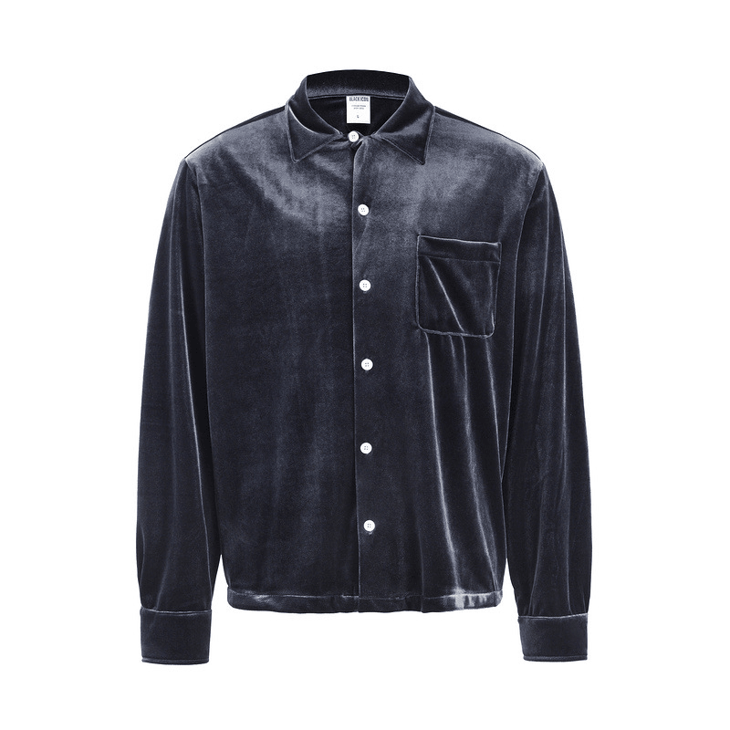 men's gold velvet printed cardigan shirt - MRSLM
