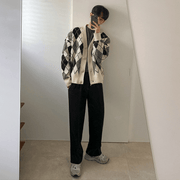 Classic Diamond Sweater Men'S V-Neck Knit Jacket - MRSLM