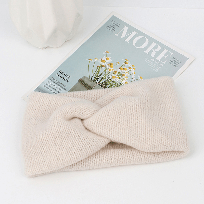 wide cross knitted bowknot headband, view 9 - MRSLM