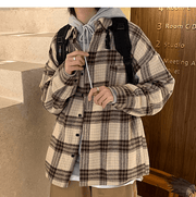 Men's plaid long sleeve shirt jacket - MRSLM