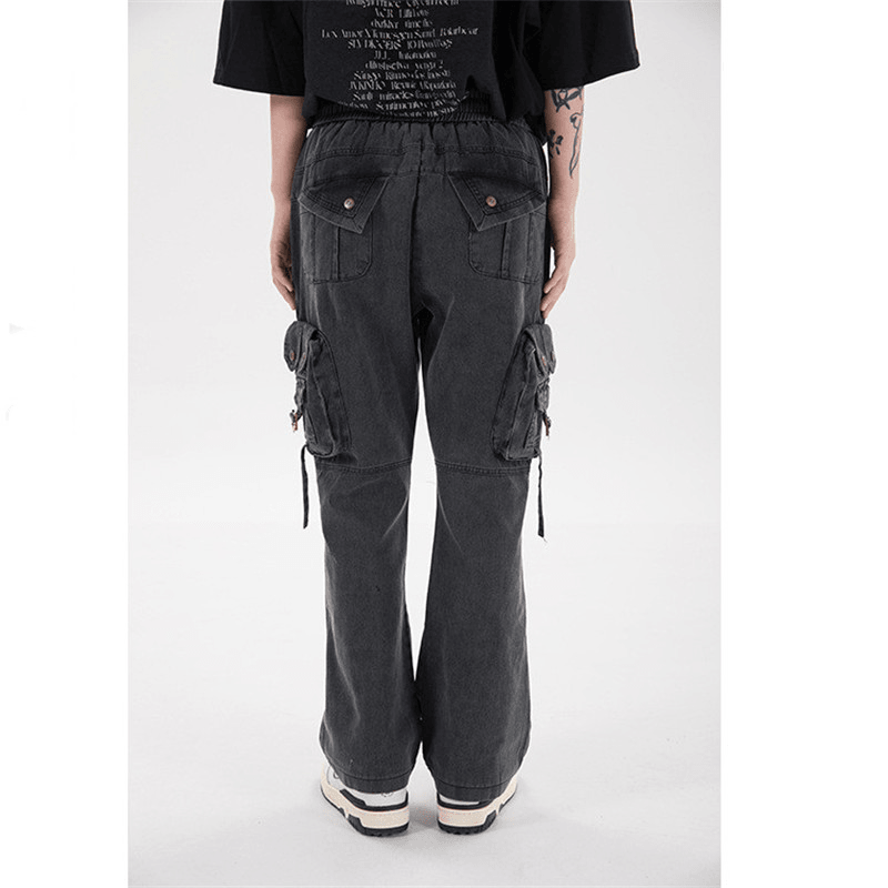 Multi-Pocket Zipper Patch Men's Trousers Silhouette Casual Pants