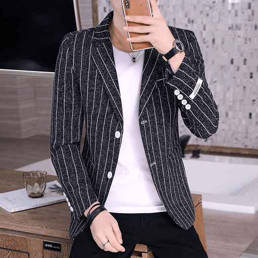 korean style casual plaid blazer, view 3 - MRSLM