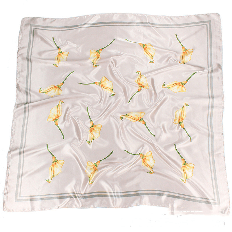 women's large floral faux silk scarf, view 3 - MRSLM