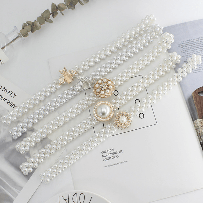 women's rhinestone pearl waist chain, view 14 - MRSLM