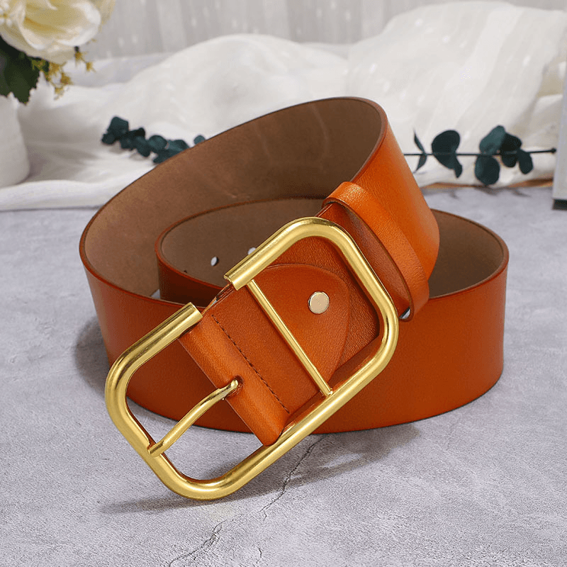 wide leather belt with large buckle, view 5 - MRSLM