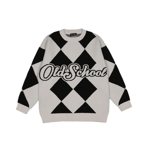 men's diamond jacquard round neck sweater - MRSLM