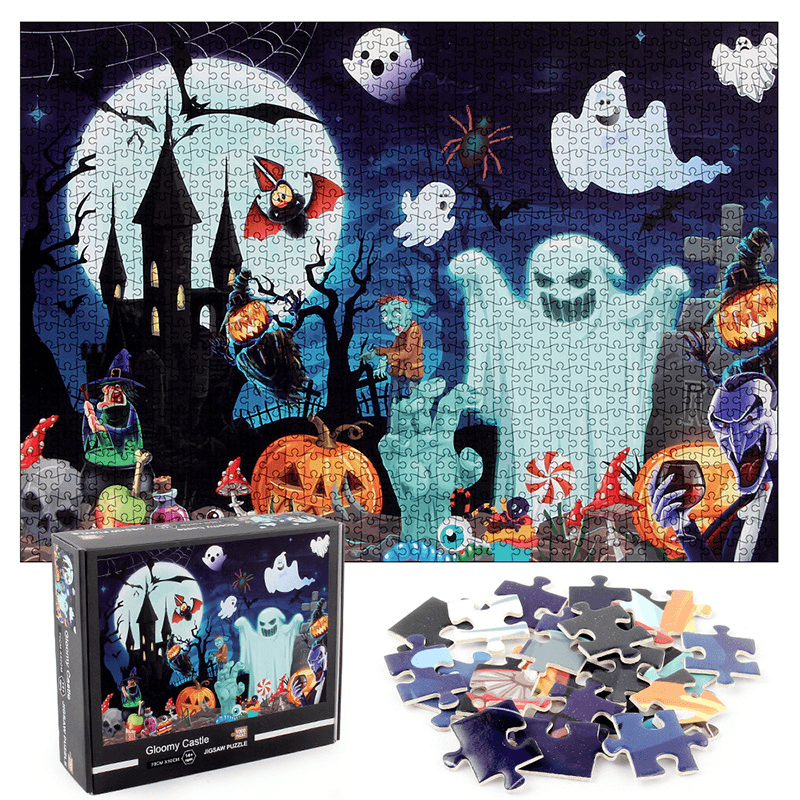 Adult Jigsaw Puzzle 1000 Pieces Halloween Shadowy Castle - MRSLM
