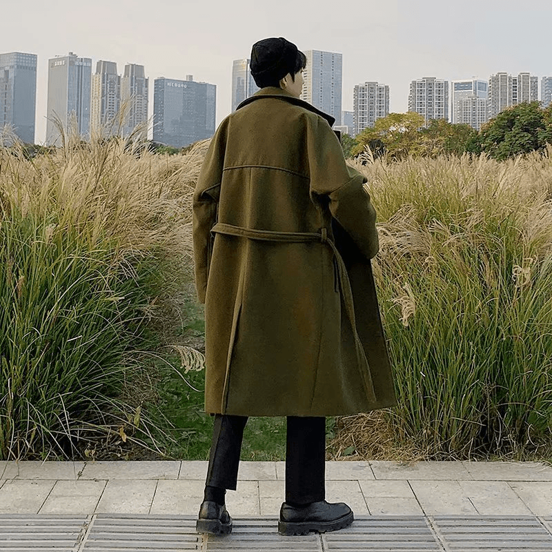 men's mid-length korean style coat, view 2 - MRSLM