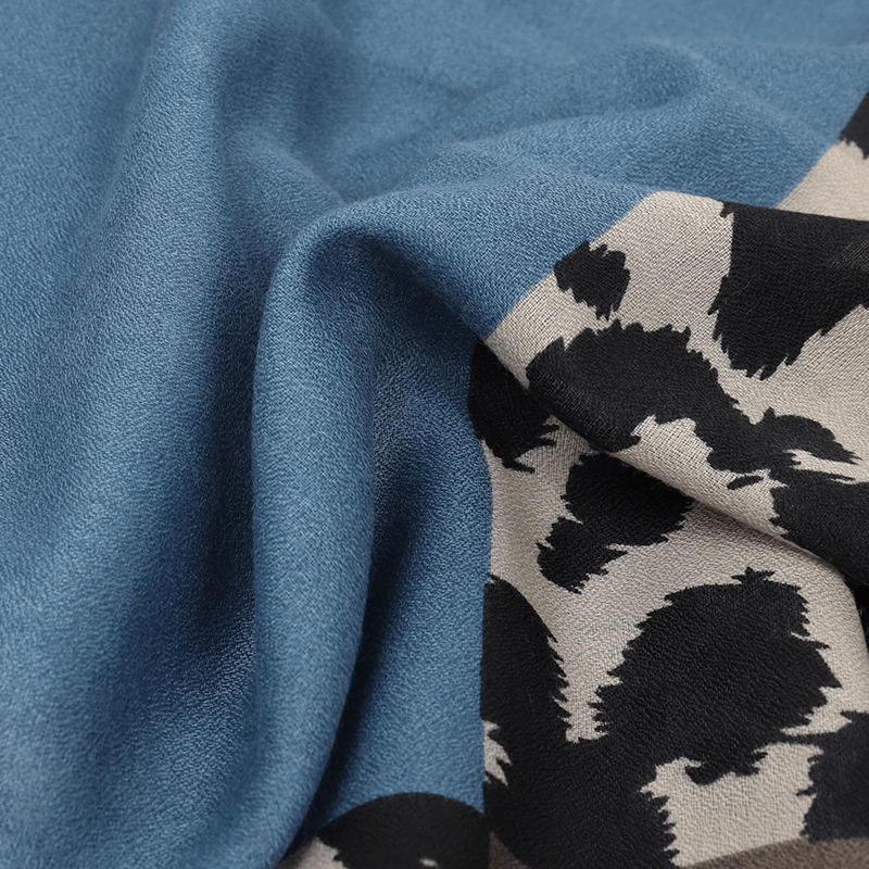 leopard print cotton linen scarf, view 4 - MRSLM