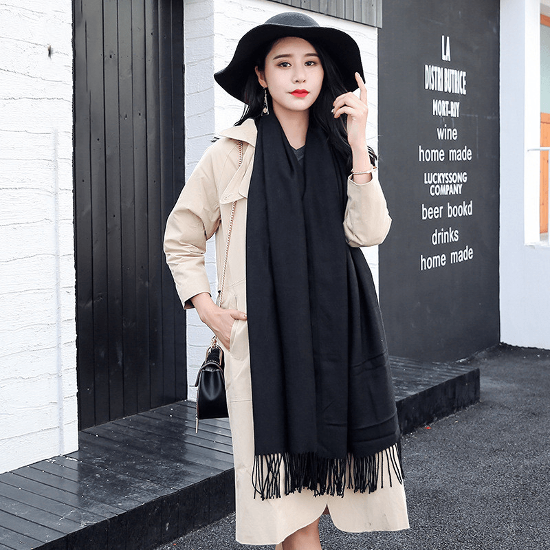 women's thick tassel shawl scarf, view 4 - MRSLM
