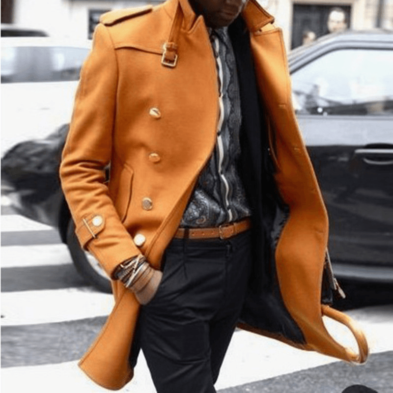 men's mid-length slim-fit lapel coat - MRSLM