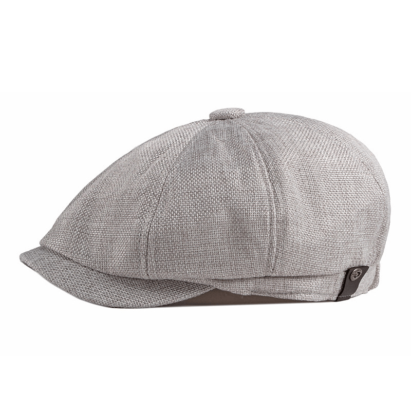 Linen newsboy octagonal cap, view 6 - MRSLM