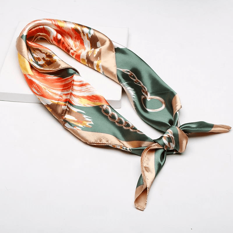 imitation silk satin square scarf palace print - MRSLM