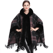 Knitted check shawl cardigan cloak, view 2 - MRSLM