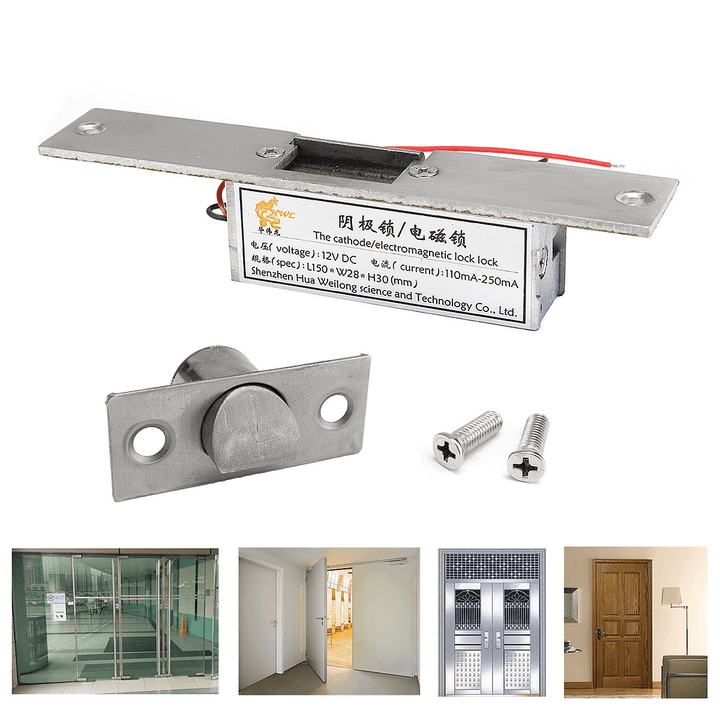 12V Electric Strikes Lock Fail Safe NC Cathode for Access Control Wood Metal Door - MRSLM