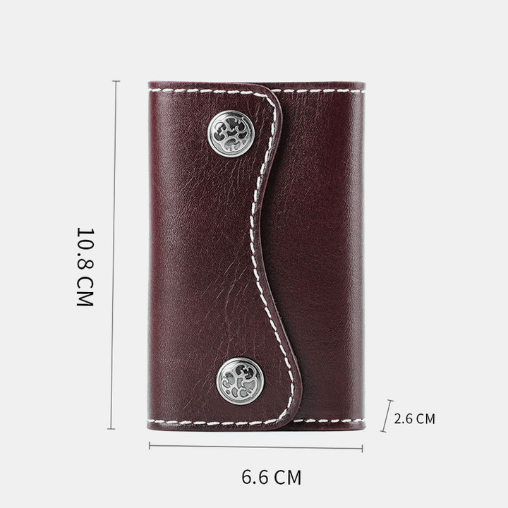 Men Genuine Leather Retro Easy Carry Multifunction Car Keychain Key Case Wallet - MRSLM