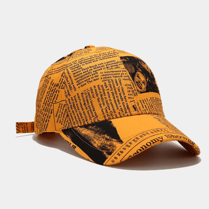 College Style Retro Newspaper Pattern Baseball Cap Men - MRSLM