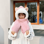 cat scarf hat gloves set faux rabbit fur, view 5 - MRSLM