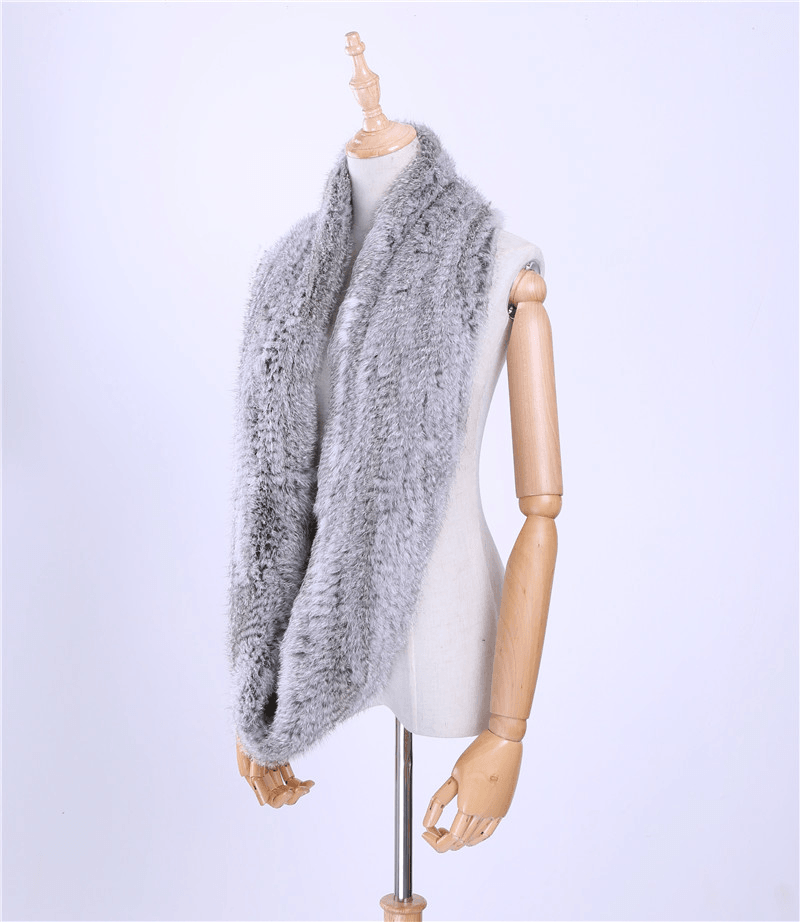 men's long double-sided rabbit fur scarf, view 2 - MRSLM