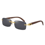 mirror sunglasses with wood legs, view 4 - MRSLM
