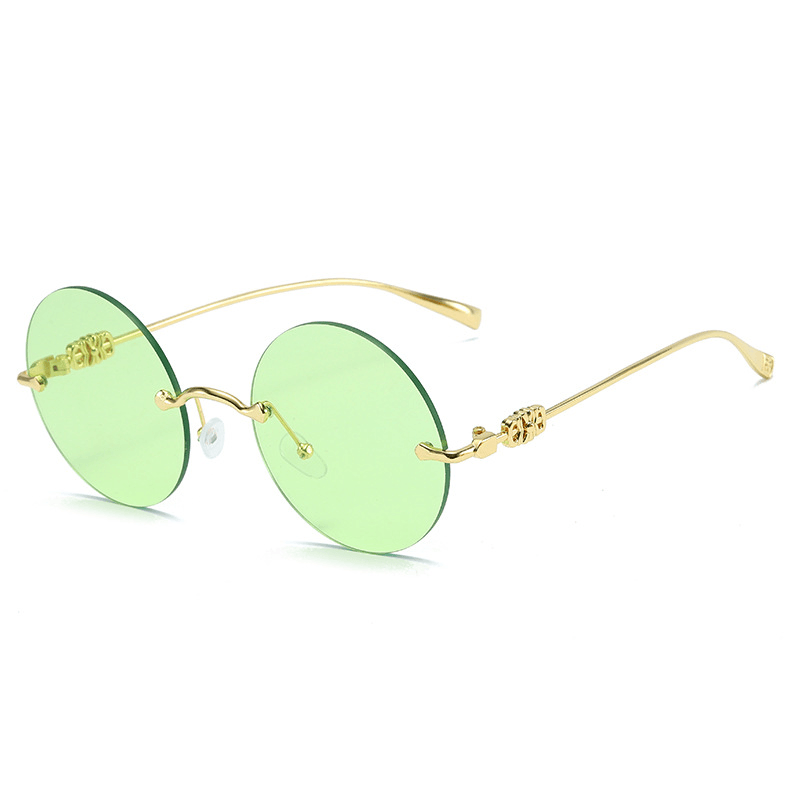 round gold frame gradient sunglasses, view 4 - MRSLM