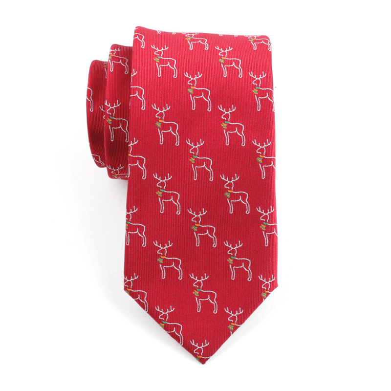 Men'S Christmas Print Polyester Silk Tie - MRSLM