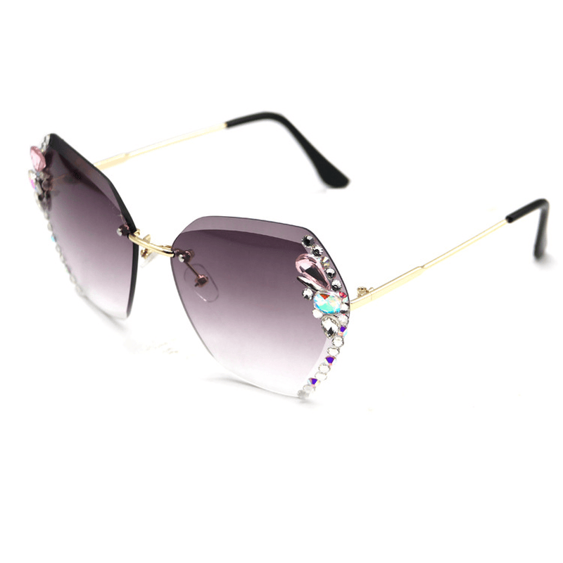 womens rhinestone frameless sunglasses, view 3 - MRSLM