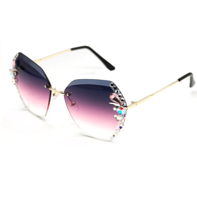 womens rhinestone frameless sunglasses, view 4 - MRSLM
