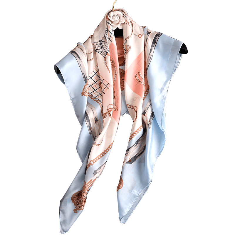artificial silk sunshade square scarf, view 4 - MRSLM