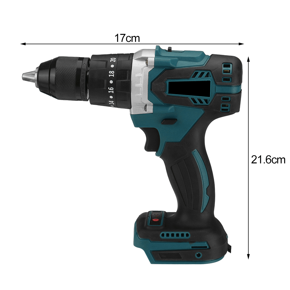 3 in 1 88VF 3500Rpm 800W Brushless Cordless Impact Drill Screwdriver 90N.M Compact Electric Hammer Drill Driver W/ 1/2 2.4Ah Battery for Makita - MRSLM